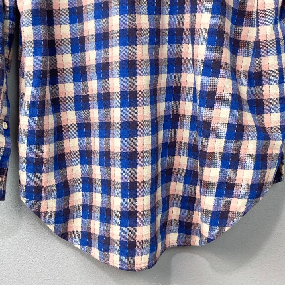 Madewell Flannel Sunday Shirt Size S Button Up Blue Pink Plaid Cabincore Western - Picture 13 of 15